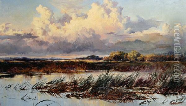 River Landscape Oil Painting - Keeley Halswelle