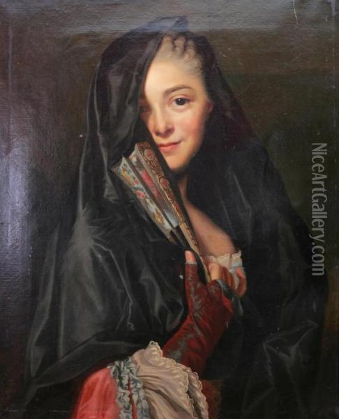 Damen Med Slojan Oil Painting - Alexander Roslin