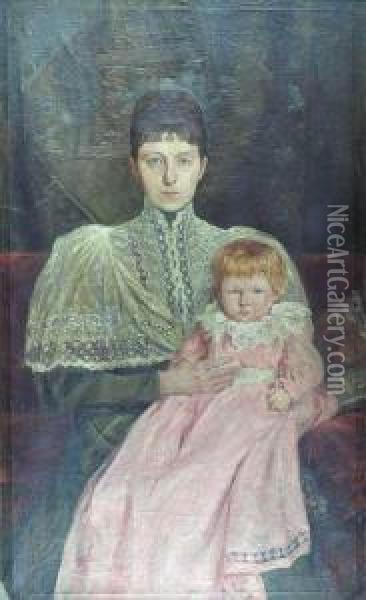 Kobieta Z Dzieckiem Oil Painting - Wincenty Wodzinowski