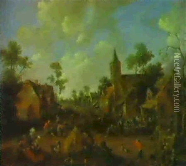 Feierabend Im Dorf Oil Painting - Joost Cornelisz. Droochsloot
