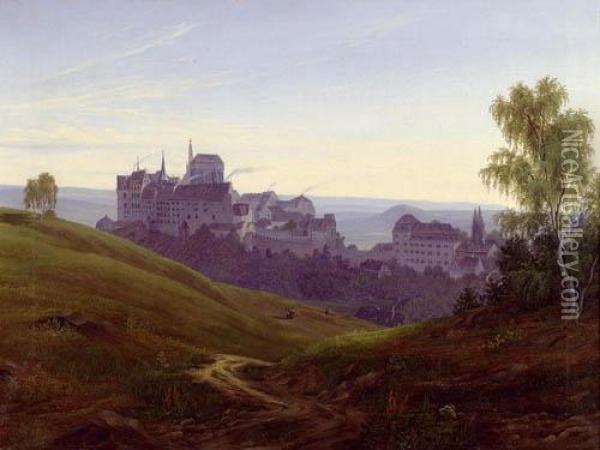 Albrechtsburg Meissen. Oil Painting - Johann Anton Castell