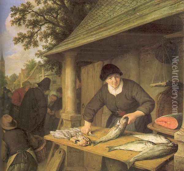The Fishwife 1672 Oil Painting - Adriaen Jansz. Van Ostade
