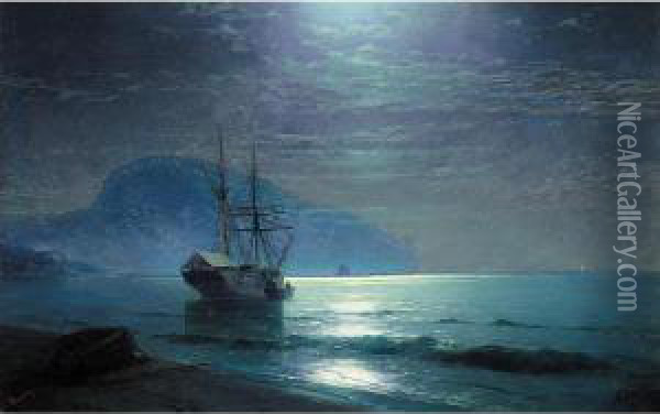 Moonlight In The Ayu Dag Oil Painting - Ivan Konstantinovich Aivazovsky