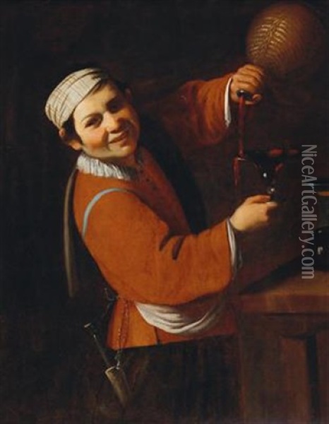 Boy With A Bottle Oil Painting -  Caravaggio