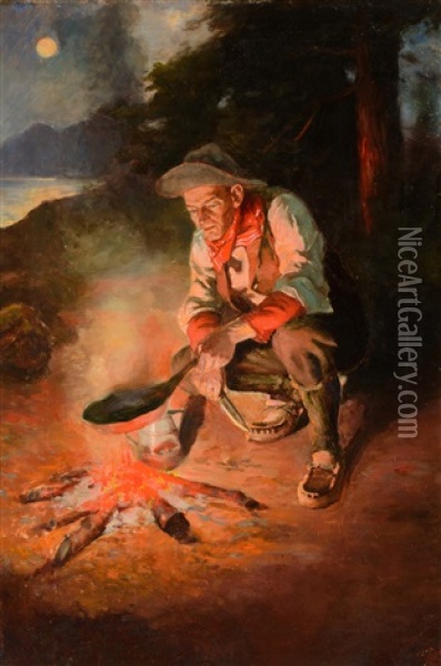 Chow Time Oil Painting - Oliver Kemp