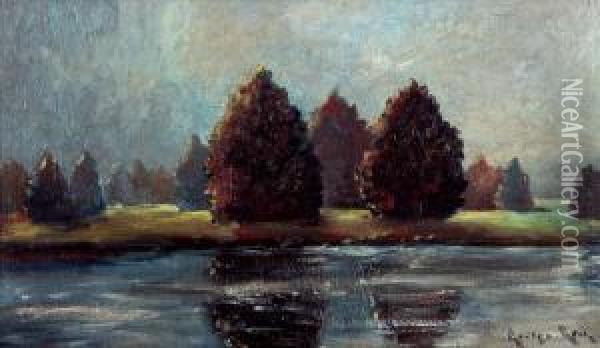 Overlooking The River Oil Painting - George Agnew Reid