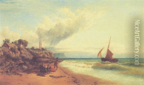 On The Shore Oil Painting - John Mogford
