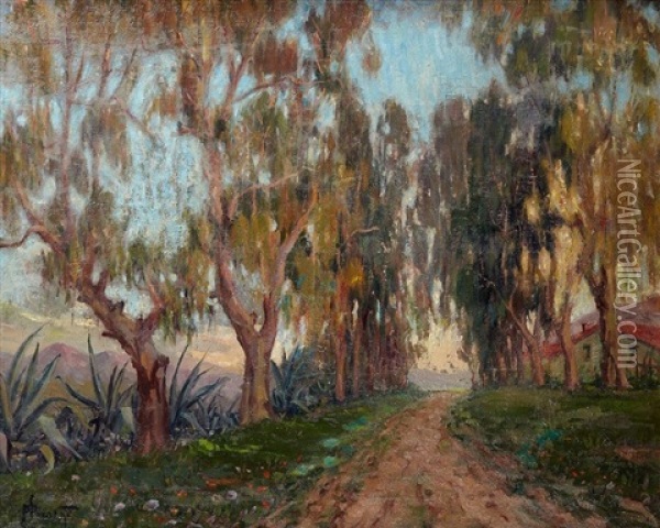 Allee D'eucalyptus Et D'aloes, Cavignac Oil Painting - Paul Nicolai