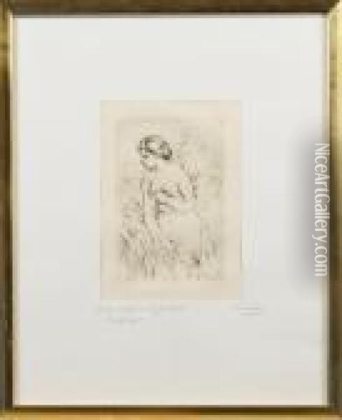 Baigneuse Debouta Mi-jambes Oil Painting - Pierre Auguste Renoir