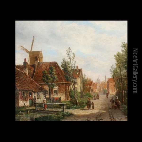 The Village Road Oil Painting - Oene Romkes De Jongh