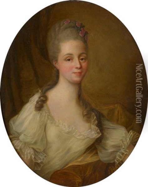 Portrait De Femme Oil Painting - Francois Hubert Drouais