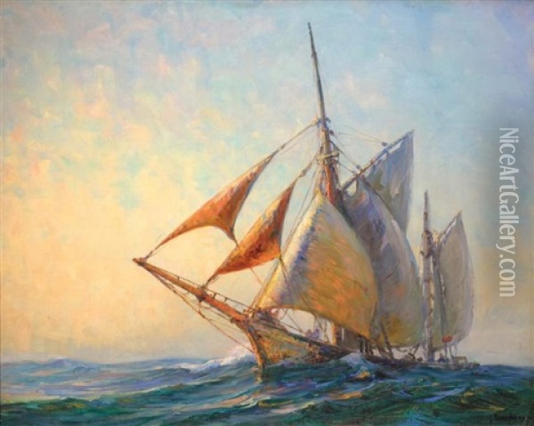 Bon Vent, Mer Du Nord Oil Painting - Georges Ricard-Cordingley