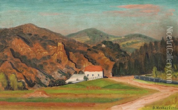 Krajina S Domem Oil Painting - Oldrich Kerhart