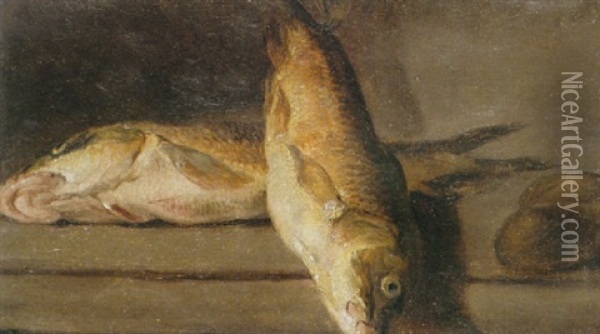 A Still Life With Fish Oil Painting - Jean-Baptiste-Simeon Chardin