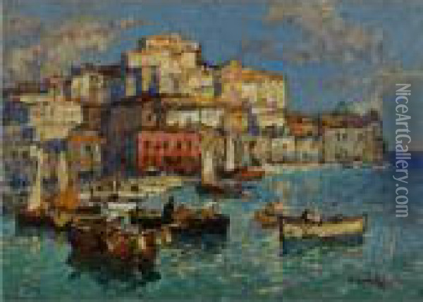 The Harbor At Naples Oil Painting - Konstantin Ivanovich Gorbatov