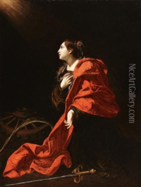 Saint Catherine Oil Painting - Bartolomeo Cavarozzi