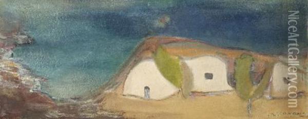 Houses By The Beach Oil Painting - Michalis Economou