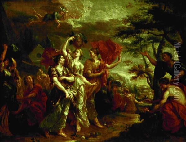 Hermes Et Herse Oil Painting - Kaspar Jacob Opstal the Younger