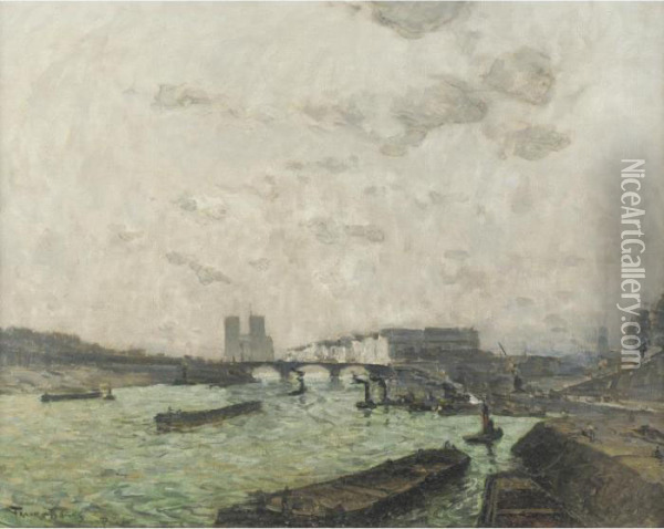 The Seine: Quai Henri Iv Oil Painting - Frank Myers Boggs
