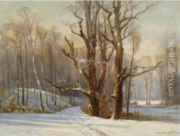 The Woods In Winter Oil Painting - Constantin Alexandr. Westchiloff