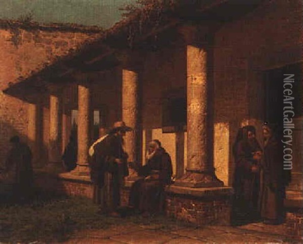 Il Selenzio Del Chiostro Oil Painting - Gaetano Chierici