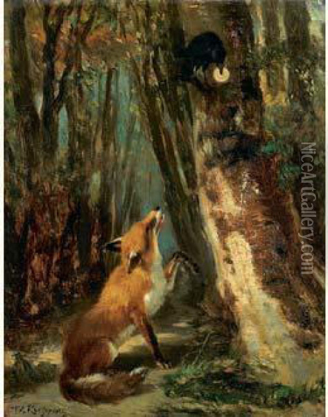 Le Corbeau Et Le Renard Oil Painting - Theodore Rousseau