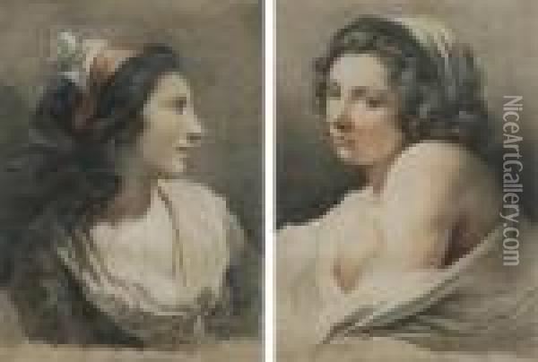 Deux Femmes En Buste Oil Painting - Gilles I Demarteau