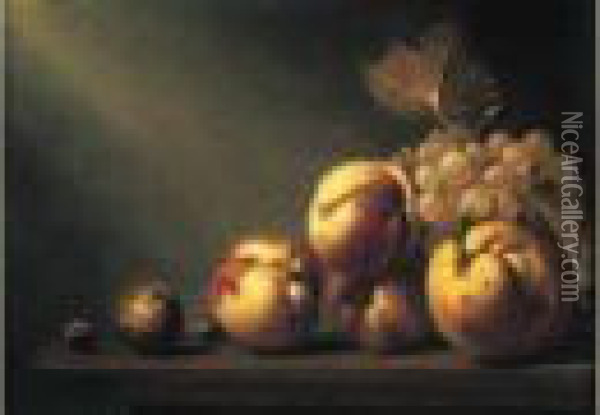 Nature Morte Aux Peches, Coing Et Raisins Oil Painting - Harmen van Steenwyck