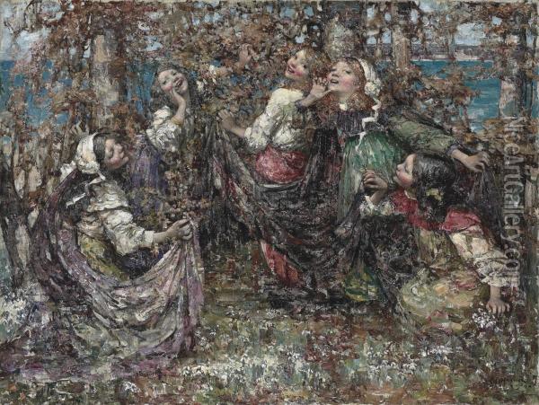 Ring-a-ring-a-roses Oil Painting - Edward Atkinson Hornel