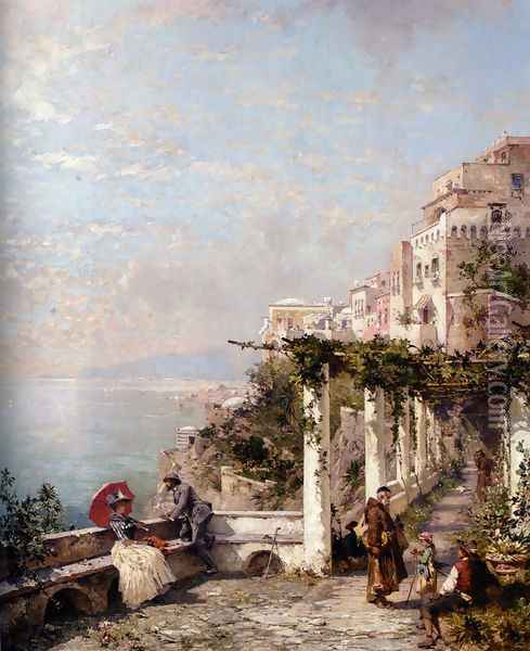 Die Amalfi Kuste (The Amalfi Coast) Oil Painting - Franz Richard Unterberger