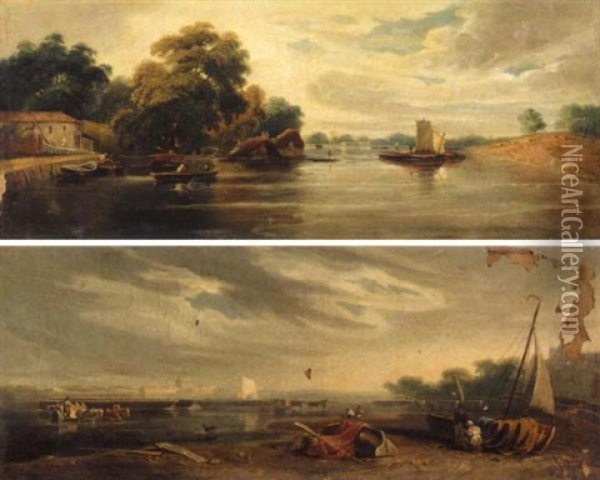 A View Of The Thames Looking Towards Battersea Oil Painting - John Varley the Elder