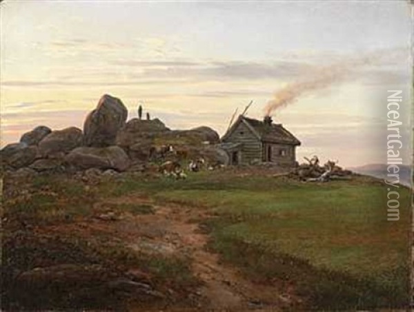Seteridyll Oil Painting - Johan Christian Dahl