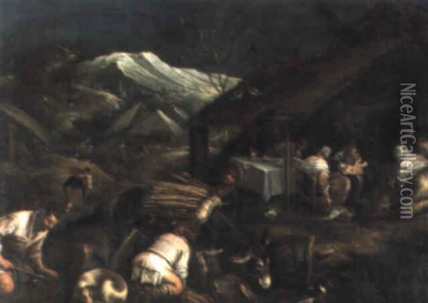 Die Anbetung Der Hirten Oil Painting - Jacopo dal Ponte Bassano