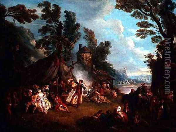 The Party in the Army Camp Oil Painting - Jean-Baptiste Joseph Pater