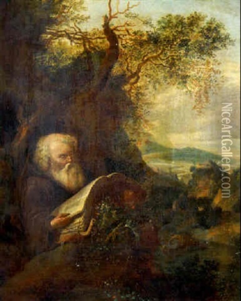 A Hermit Praying In A Landscape Oil Painting - Jan Griffier the Elder