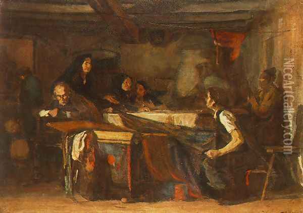 The Legacy c. 1920 Oil Painting - Janos Tornyai