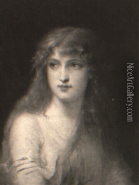 Portrait Of A Lady In A Voile Dress Oil Painting - Pierre Olivier Joseph Coomans