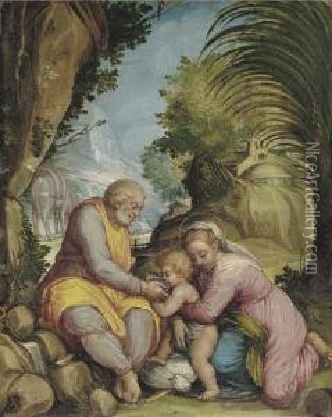 The Holy Family Oil Painting - Denys Fiammingo Calvaert