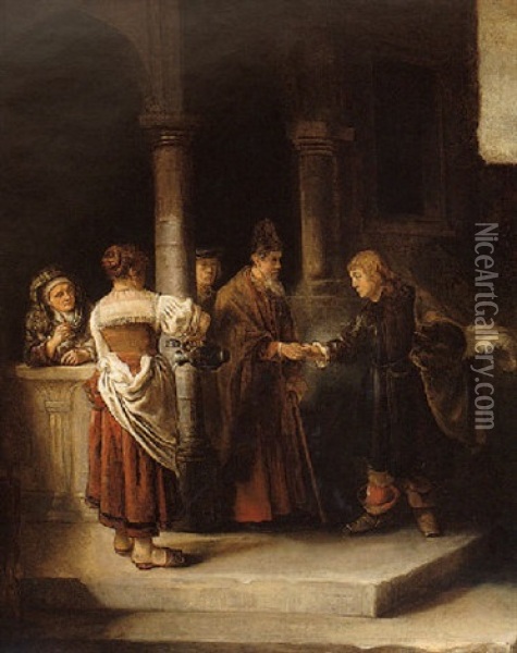 The Departure Of The Prodigal Son Oil Painting -  Rembrandt van Rijn