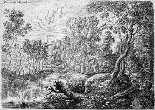 Landschaft Mit Einem Von Baumen Gesaumten Bach Oil Painting - Lucas Van Uden