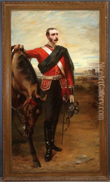Portrait Of Major John Bald Harvey, 1st Clackmannanshire Rifle Volunteers Oil Painting - Otto Theodore Leyde