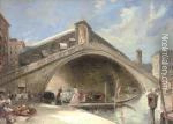 The Rialto Bridge Oil Painting - James Baker Pyne