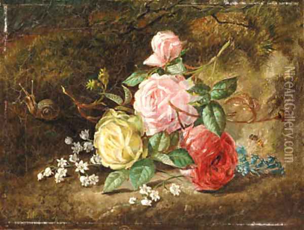 American Roses Oil Painting - Lilly Martin Spencer