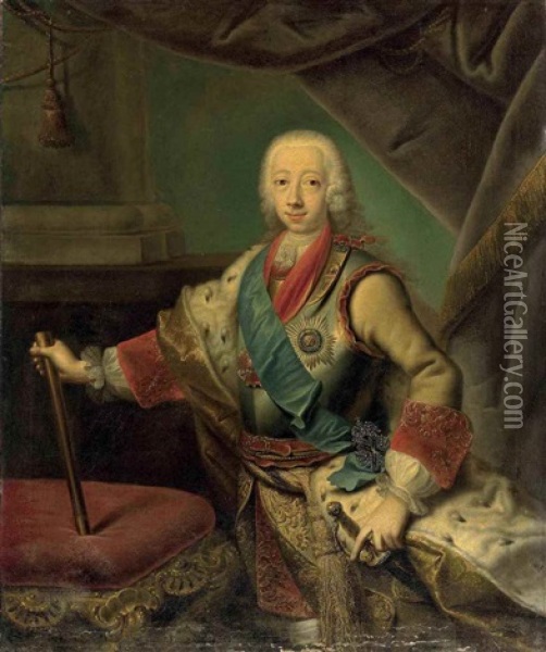 Portrait Of The Grand Duke Peter Fedorovich (1728-1762) Oil Painting - Georg Khristopher Groot