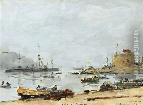 Le Port De Villefranche Oil Painting - Eugene Boudin