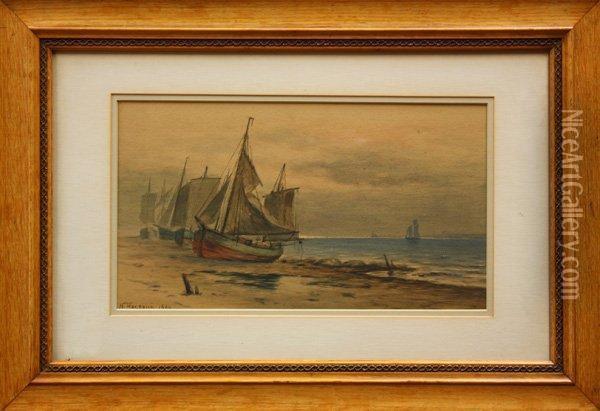 Boat Scene Oil Painting - Nels Hagerup