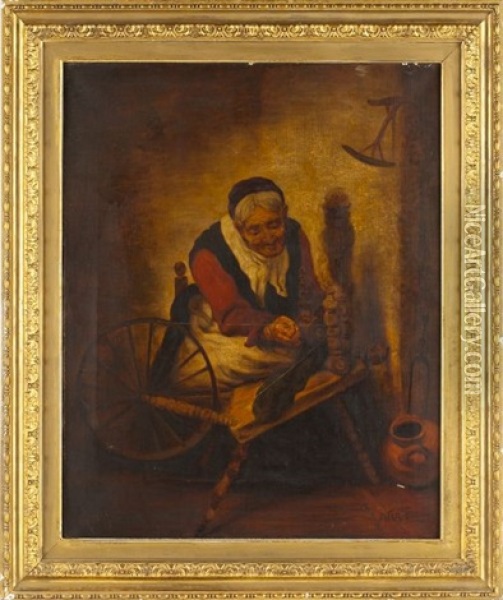 The Spinner Oil Painting - William Charles Anthony Frerichs