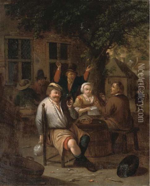 Peasants Drinking And Merrymaking Oil Painting - Richard Brakenburgh
