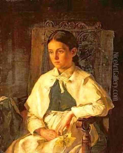 Portrait of a Girl in the Costume of Dr Woodwards School Maidstone Oil Painting - Jane Day