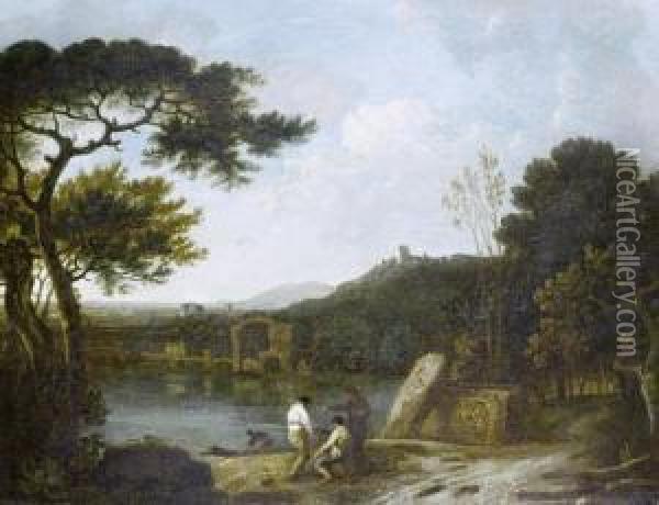 Lake Avernus With The Temple Of Apollo In Thedistance Oil Painting - Richard Wilson